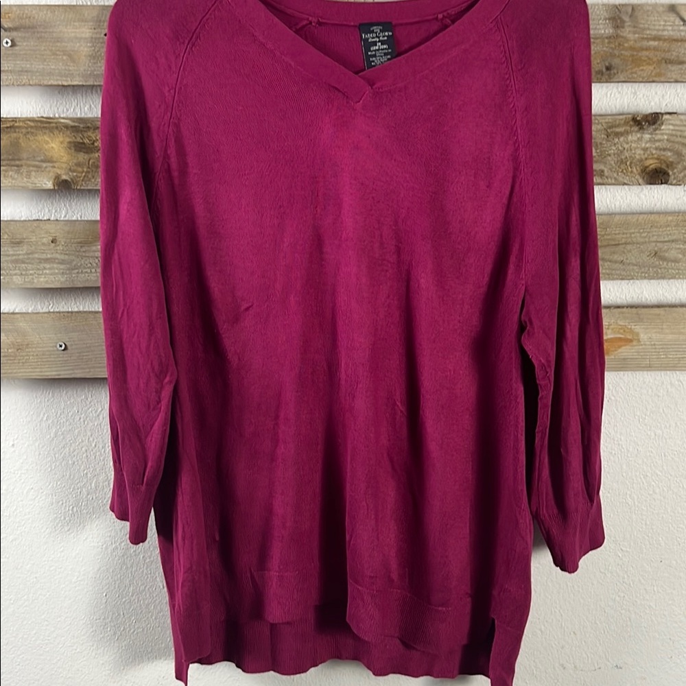 Faded Glory Women's V-Neck Sweater - Magenta